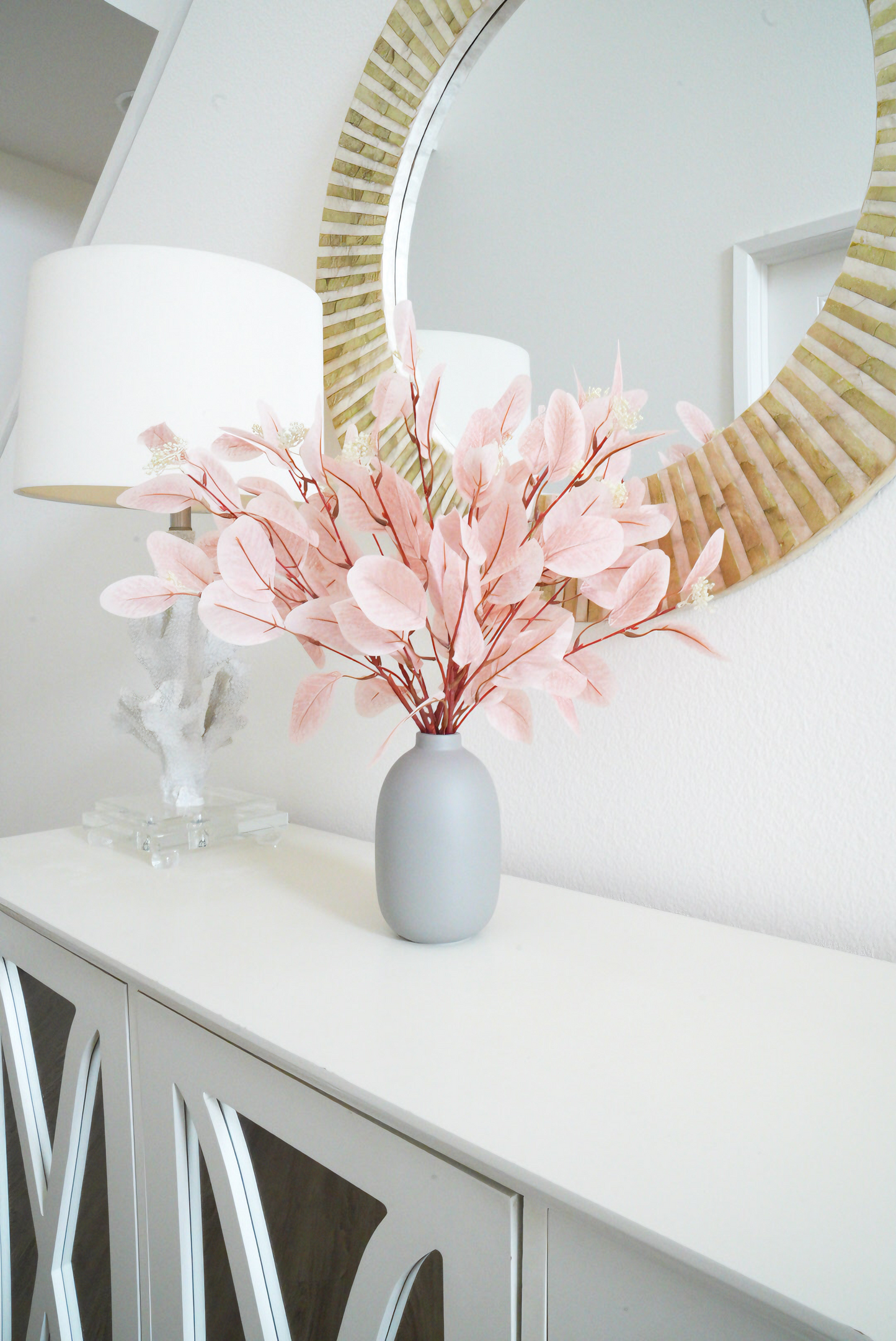 Light Pink Artificial Leaves | Nordic Faux Color Eucalyptus