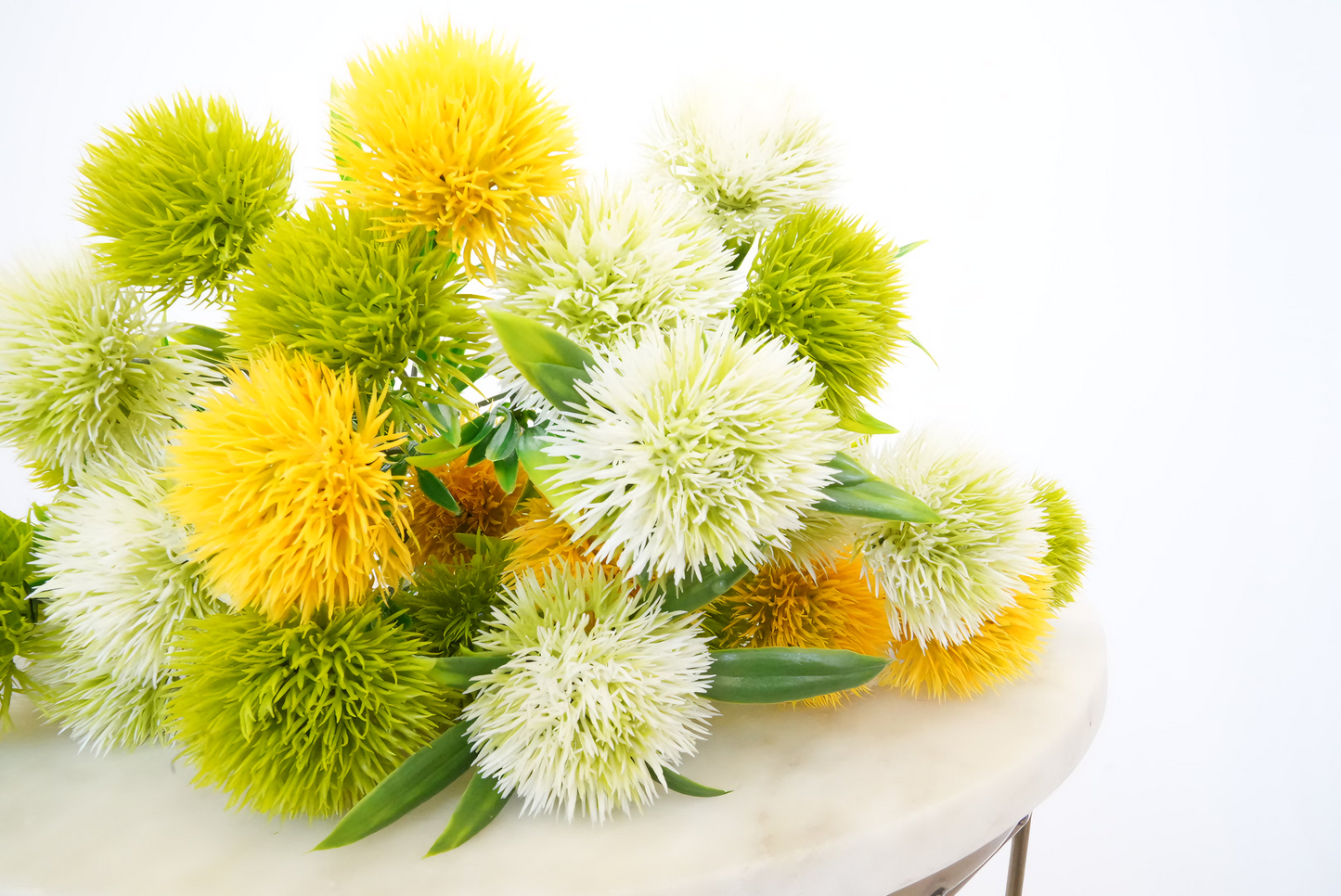 Vase "Handbag" with 12 Artificial Dandelions | Artificial Flowers Arrangement