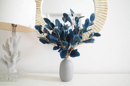 Blue Artificial Leaves | Nordic Faux Color Eucalyptus