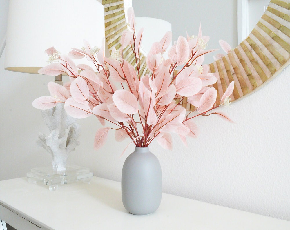 Light Pink Artificial Leaves | Nordic Faux Color Eucalyptus
