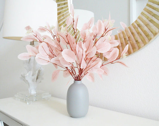 Light Pink Artificial Leaves | Nordic Faux Color Eucalyptus