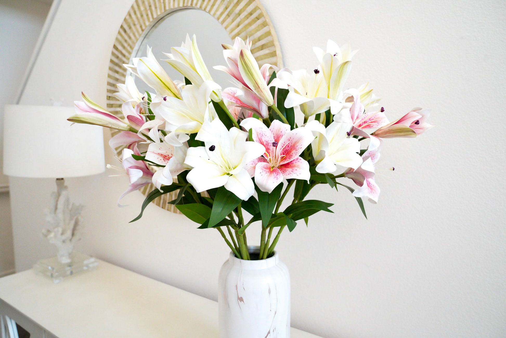 plastic lily flower 28" Artificial Lily Flower Branch
