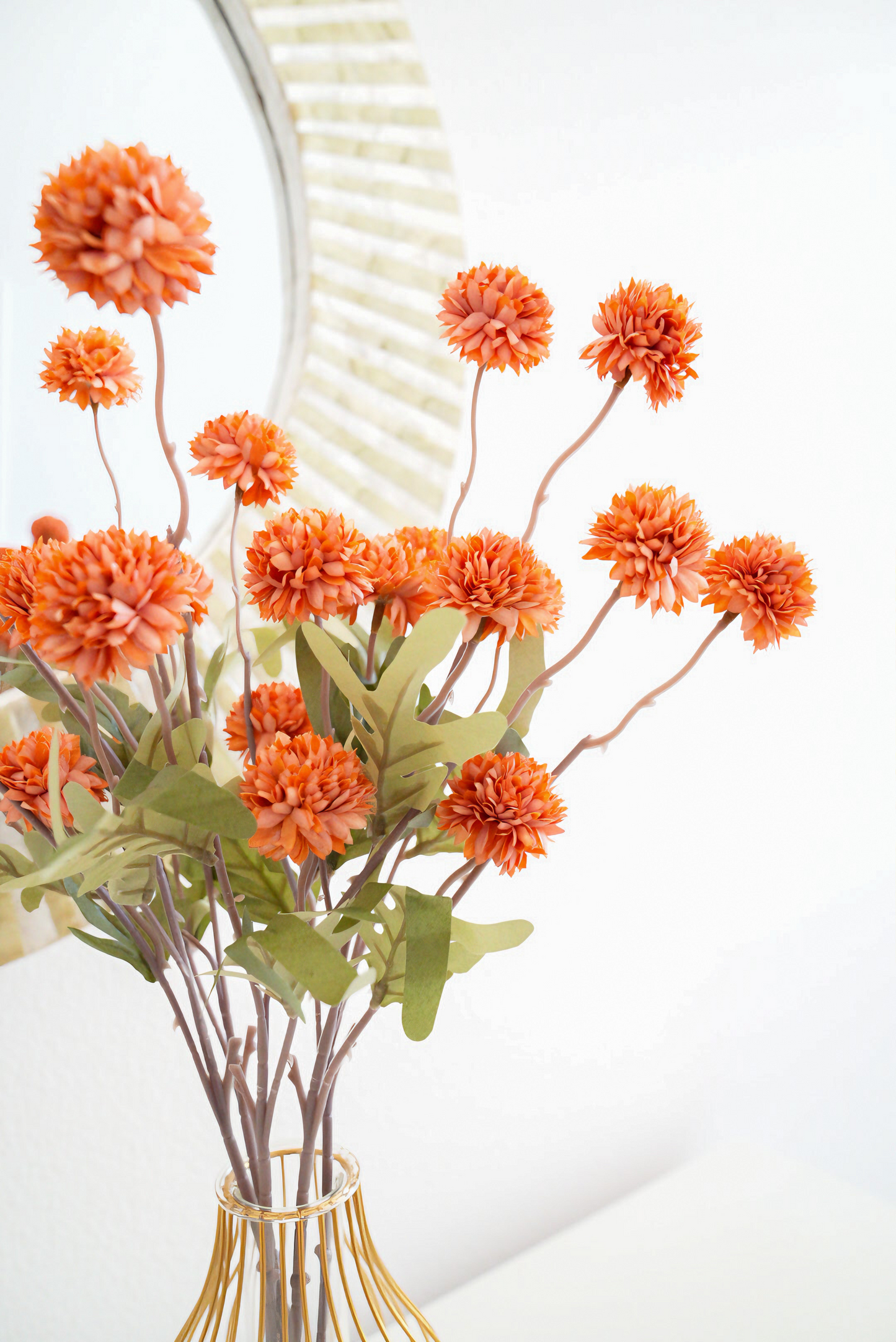 5 Heads Artificial Dandelion Flowers | Ball Chrysanthemum Faux Flowers